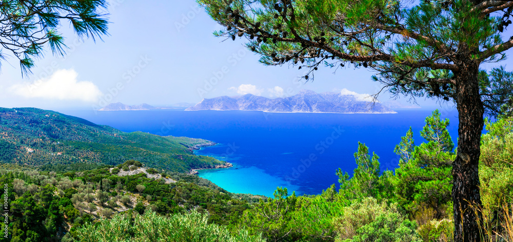 Amazing idyllic nature of beautiful Samos island,  Greece