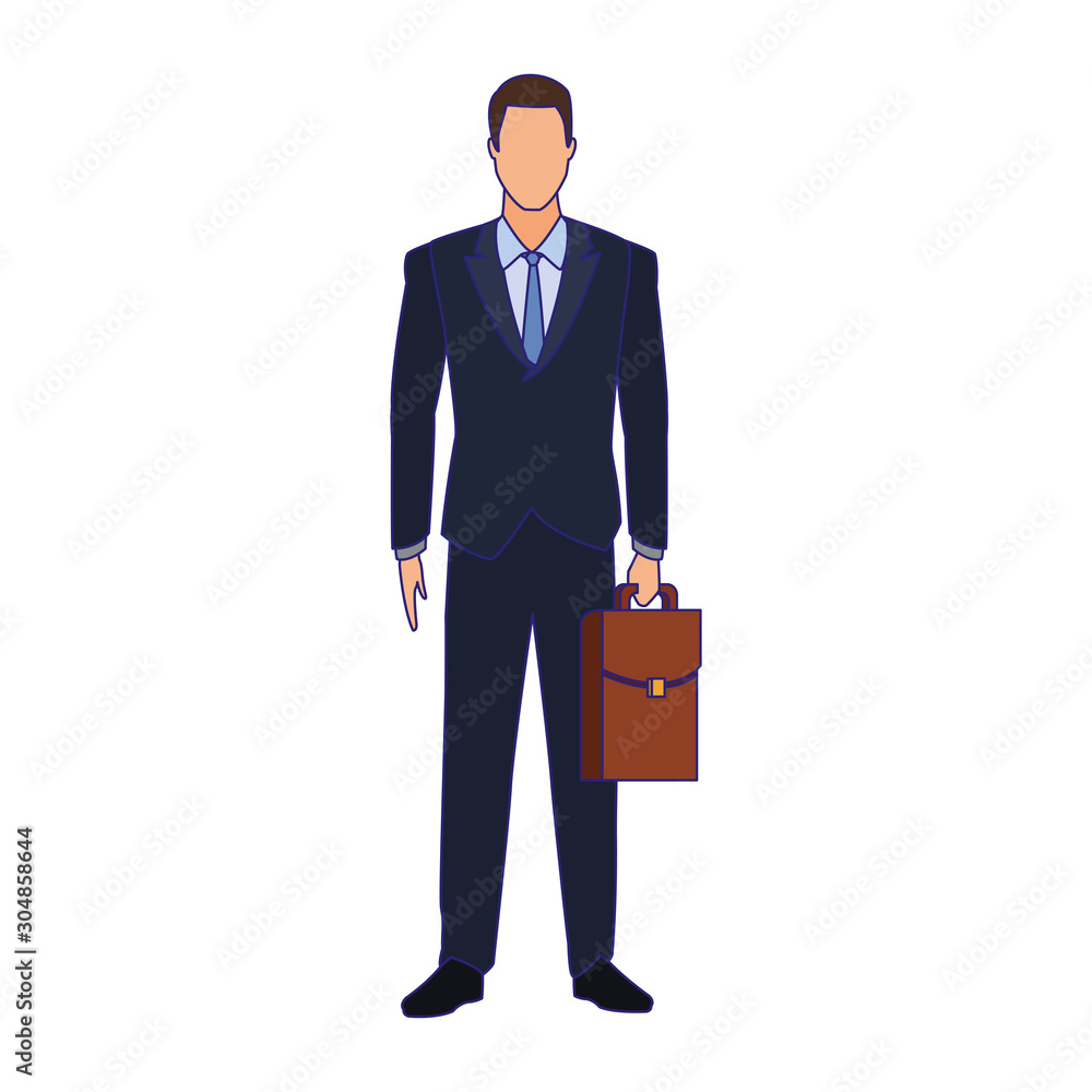 avatar businessman holding a briefcase icon, flat design avatar businessman holding a briefcase icon, flat design