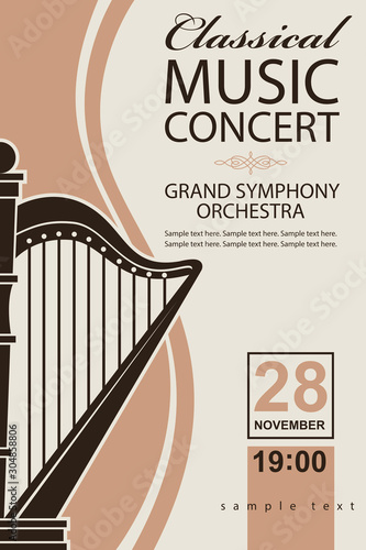 abstract classical music concert poster with harp