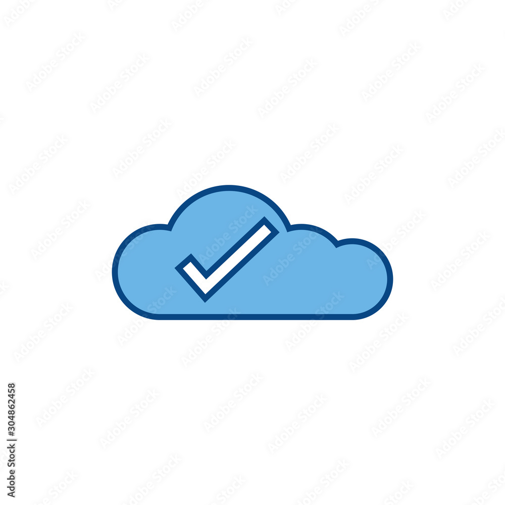 cloud computing checkmark internet line and fill