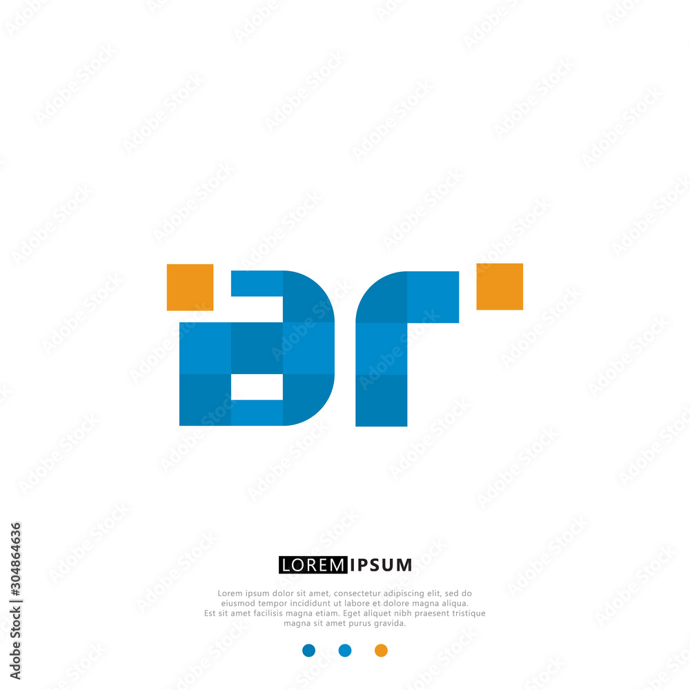 BR B R Logo Monogram with Blue and yellow Colors. modern letter logo design BR B R Logo Monogram with Blue and yellow Colors. modern letter logo design