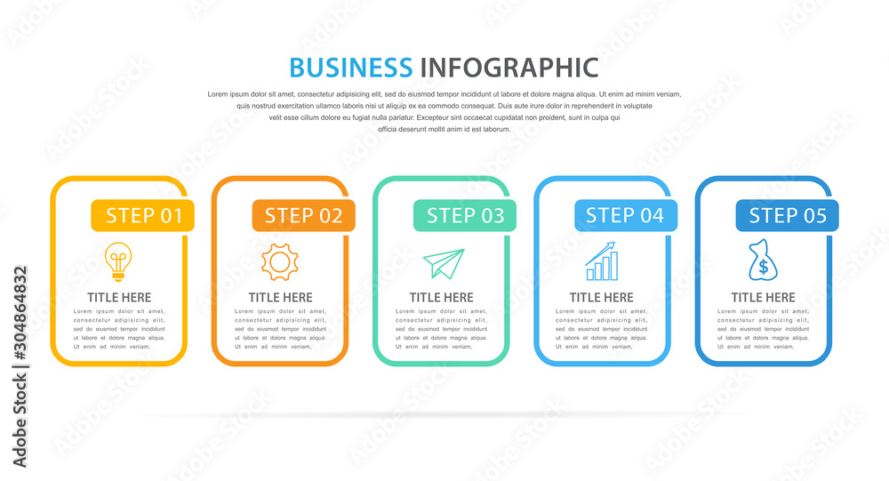 business infographic template, flat design concept with 5 option or step, vector eps 10 business infographic template, flat design concept with 5 option or step, vector eps 10