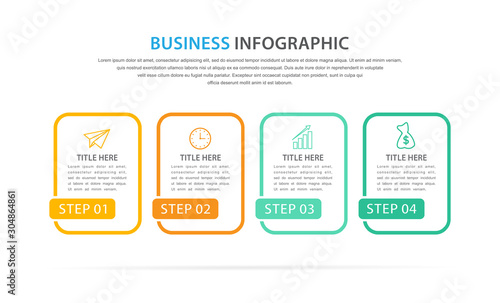 business infographic template, flat design concept with 4 option or step, vector eps 10