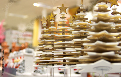 Row of Decorative christmas tree in store for sale