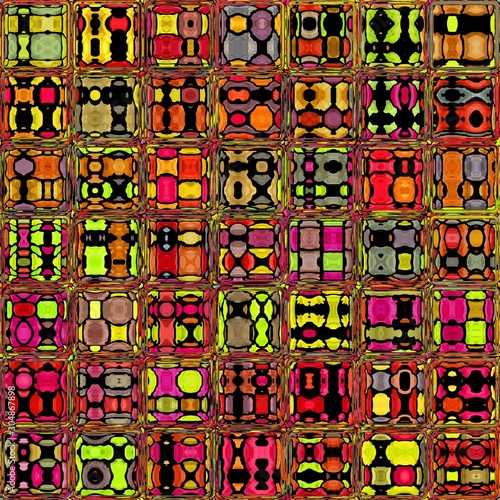 Crazy colorful glass cubes yellow red motley multicolored texture background pattern design © sangriana