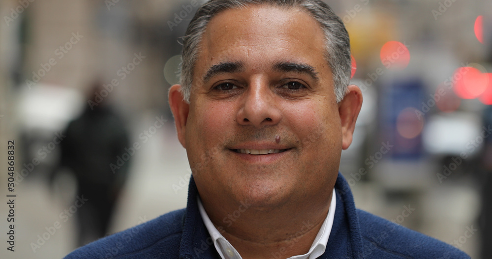 Middle aged man in city face portrait Middle aged man in city face portrait