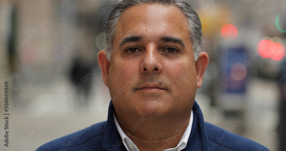Middle aged man in city face portrait Middle aged man in city face portrait