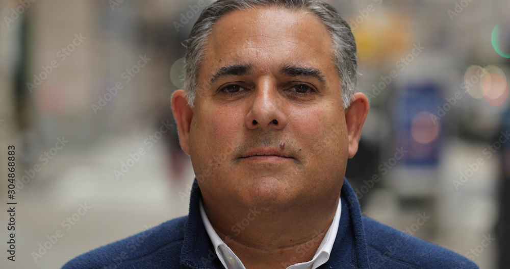 Middle aged man in city face portrait Middle aged man in city face portrait