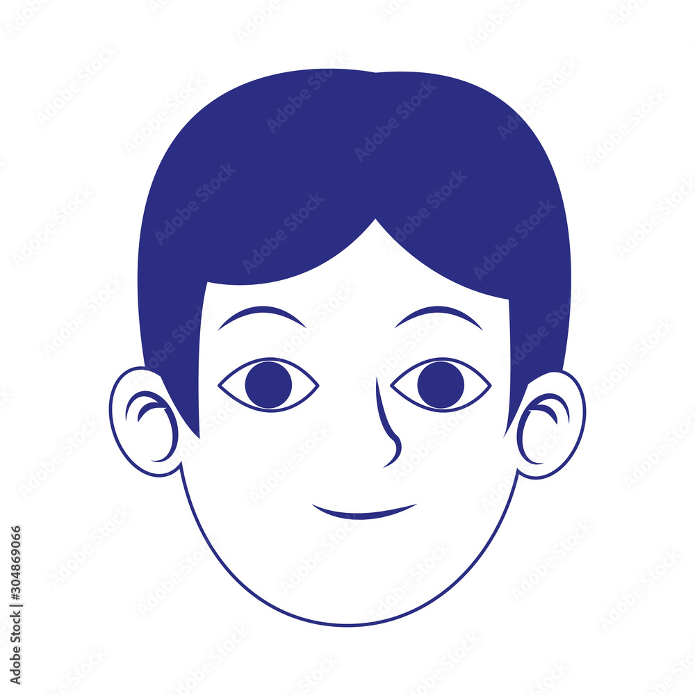 cartoon man face over white background, blue design cartoon man face over white background, blue design