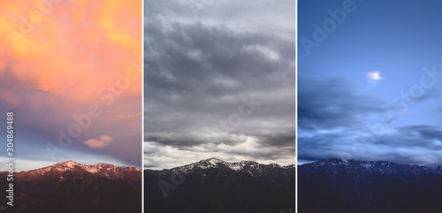 Colorful Triptychon Mountain - Morning, Daytime, Night