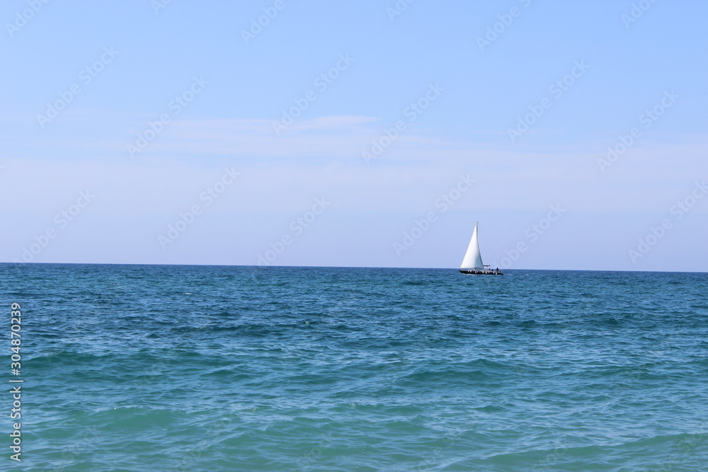 Sailing yacht in the ocean