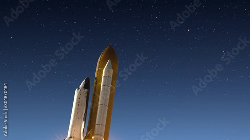 Space Shuttle Atlantis Rocket Launch Animation. Takeoff to Orbit