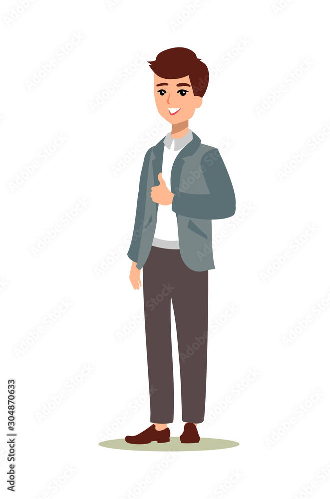 Fototapeta premium Businessman character set. Animate character. Male personage constructor. Different man postures. Vector set personage.