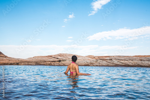 woman in a bikini in lake powell