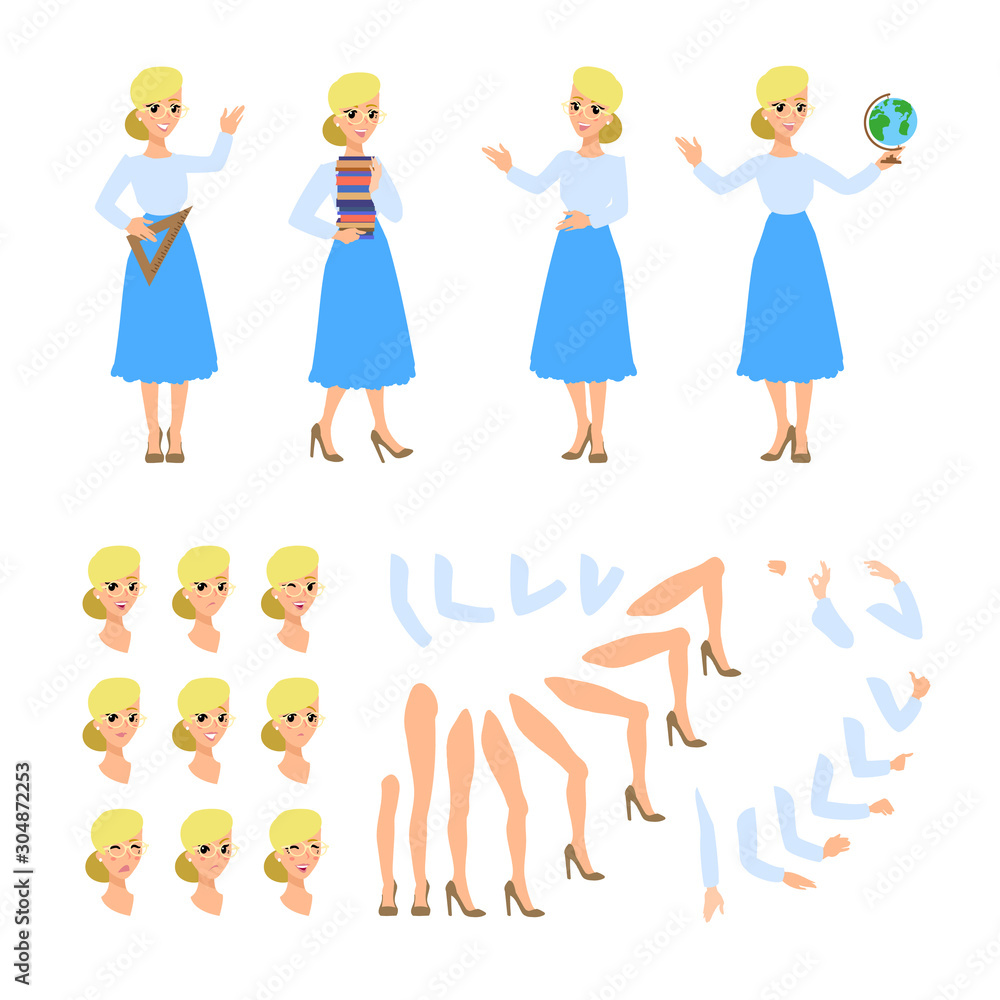 Teacher flat cadtoon character. Set of fun vector cartoon person. Isolated on white background. Teacher flat cadtoon character. Set of fun vector cartoon person. Isolated on white background.