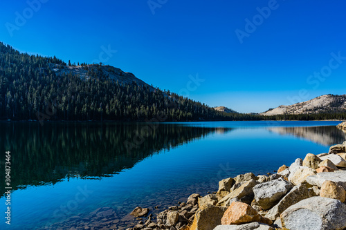 mirror lake in mountains