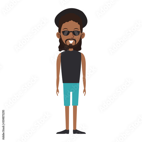cartoon jamaican man icon, colorful design