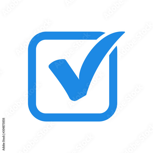  Blue check mark icon in a box. vector illustration