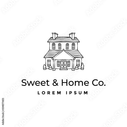 Mansion real estate simple logo design
