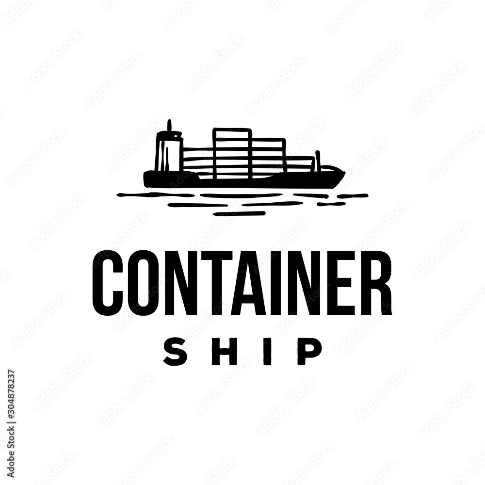 Cargo container ship simple logo design