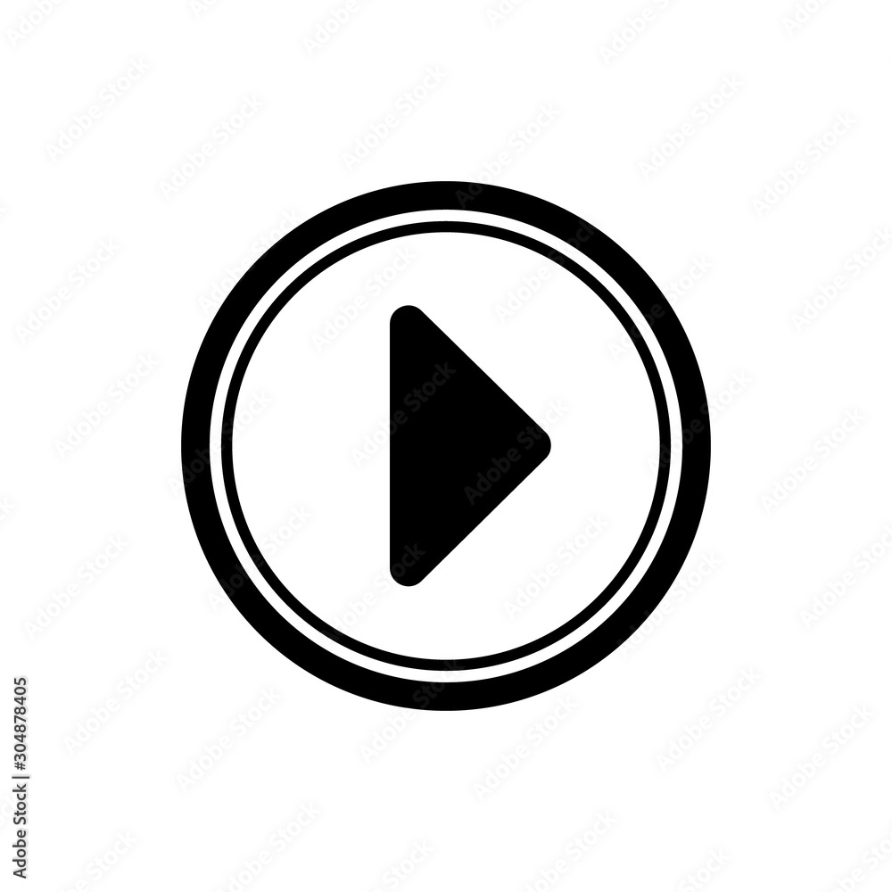 Black play button on white background Black play button on white background