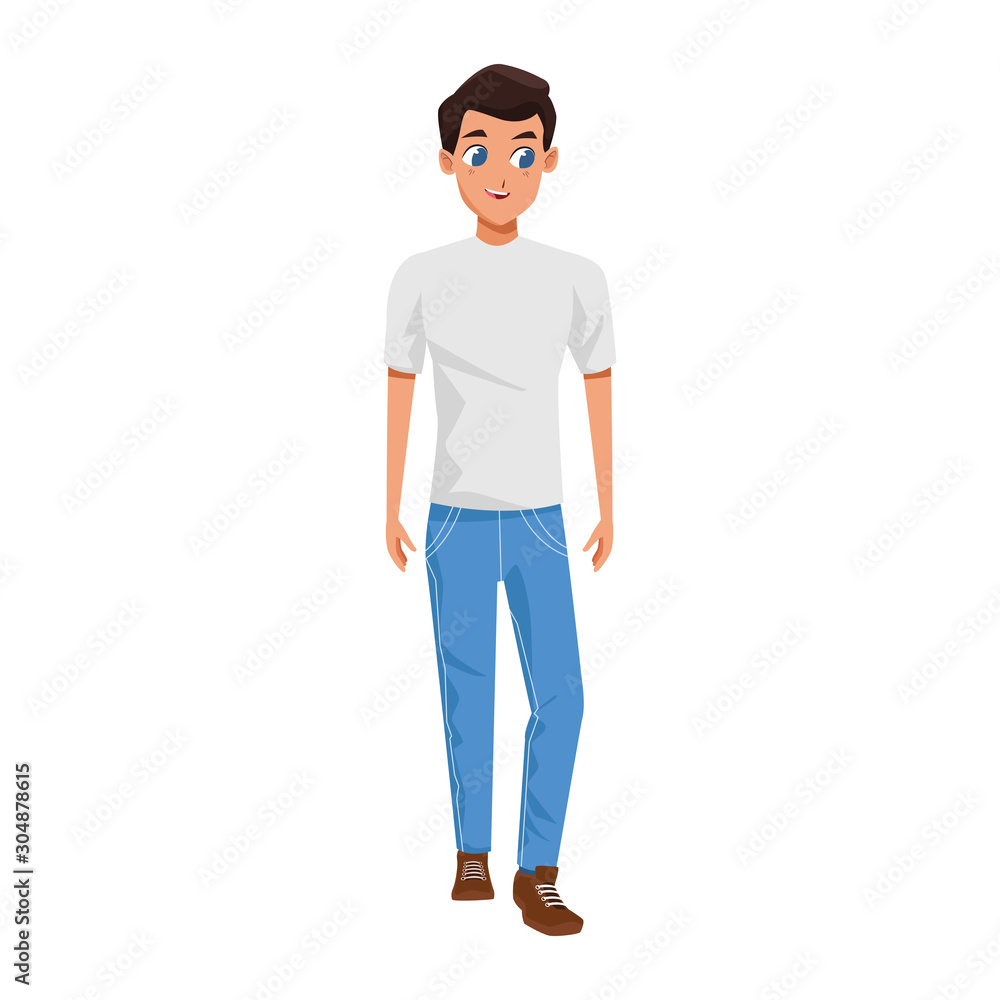 young man wearing casual clothes, colorful design young man wearing casual clothes, colorful design