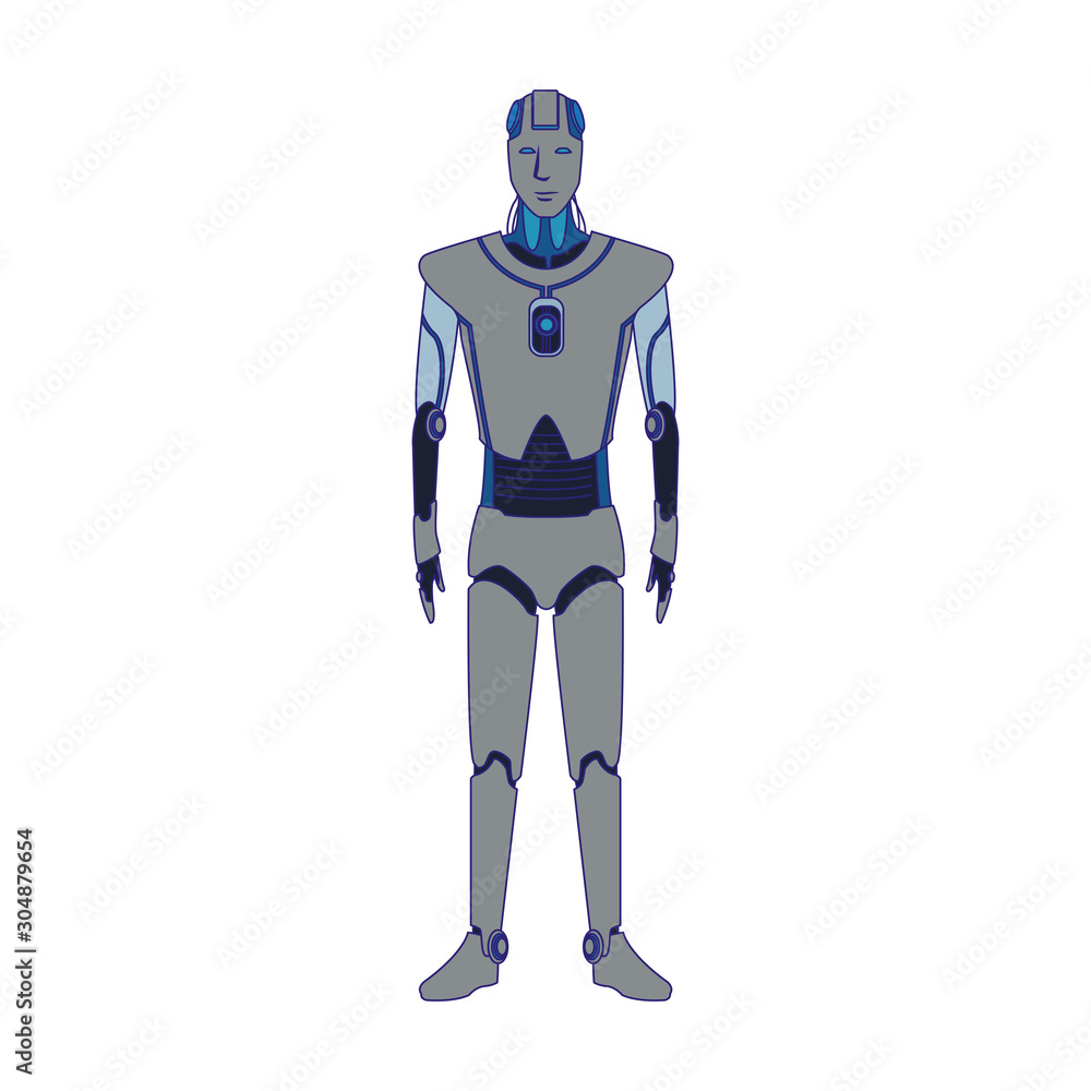 robot standing icon, flat design