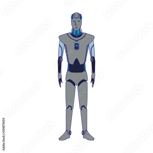 robot standing icon, flat design