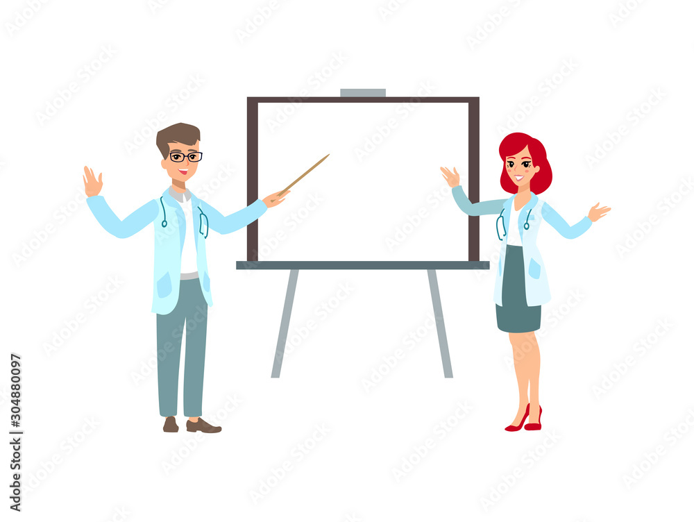 Attractive doctor . Couple of medics. Funny character design. Cartoon illustration. Healthcare concept creator. Pair of medic personage. Attractive doctor . Couple of medics. Funny character design. Cartoon illustration. Healthcare concept creator. Pair of medic personage.