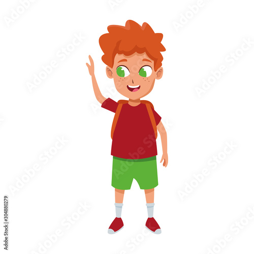 cartoon happy boy with green shorts