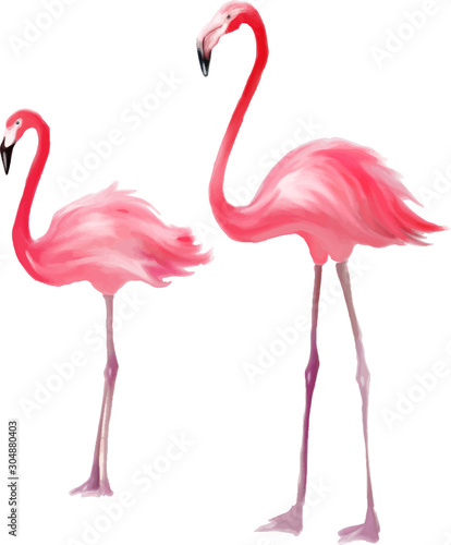 Pink flamingo. Purple bird background. Good for textile, greeting card, t-shirt print and other design. © Bonnie Cocos