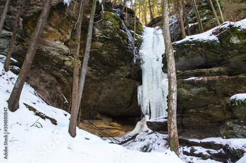 Reckworth Falls in Winter in Conkle's Hollow, Hocking Hills State Park, Ohio photo