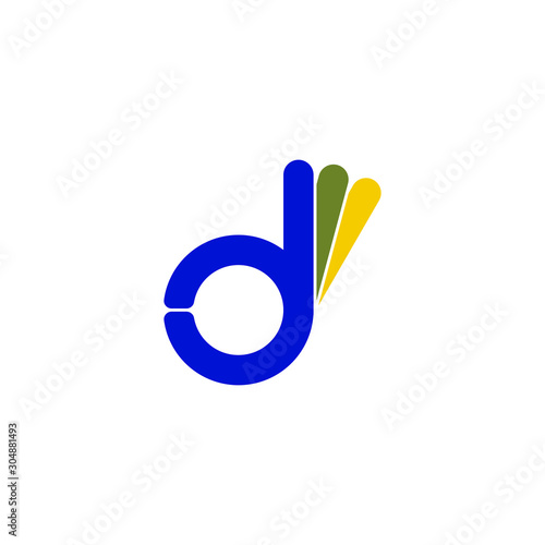 Initial letter d logo template with ok hand symbol in flat design illustration