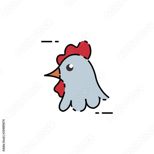 Isolated chicken icon fill design
