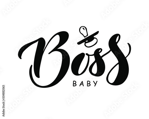 Baby Boss  hand drawn lettering.Vector illustration. Design for boys and  girls clothes, badge, card, postcard, tag, icon, T-shirt , banner. 