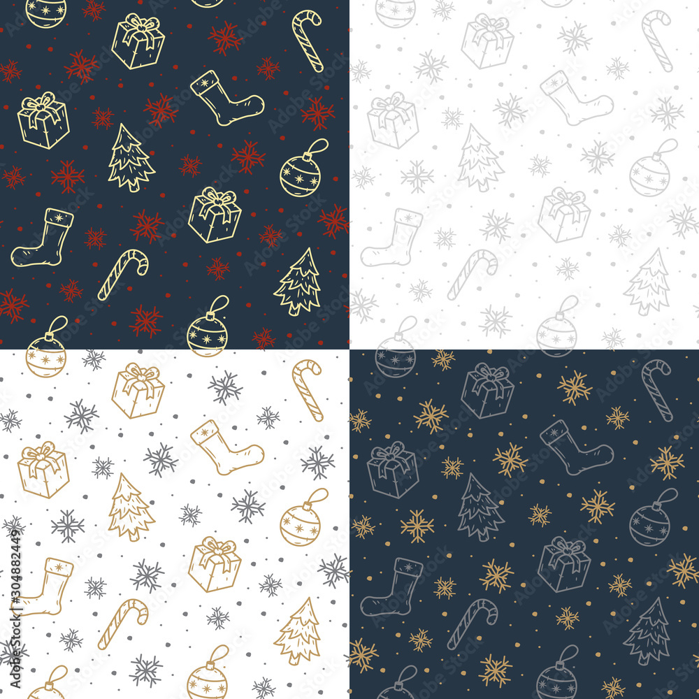 Naklejka premium Christmas seamless pattern. New year pattern. Winter pattern.