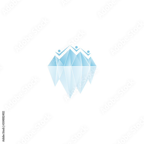 the iceberg logo with three people on it