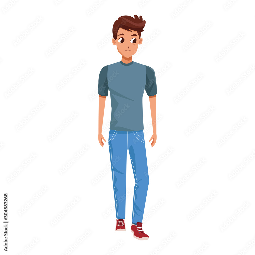 young man wearing casual clothes icon