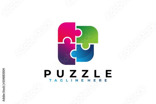 puzzle logo icon vector isolated