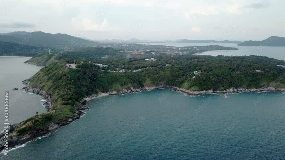 Aerial View Of Phuket Promthep Cape with sunset ,Phuket Promthep Cape Popular tourist attractions, Thailand. Aerial View Of Phuket Promthep Cape with sunset ,Phuket Promthep Cape Popular tourist attractions, Thailand.