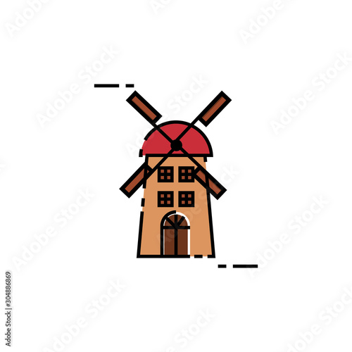 Isolated farm house mill icon fill design