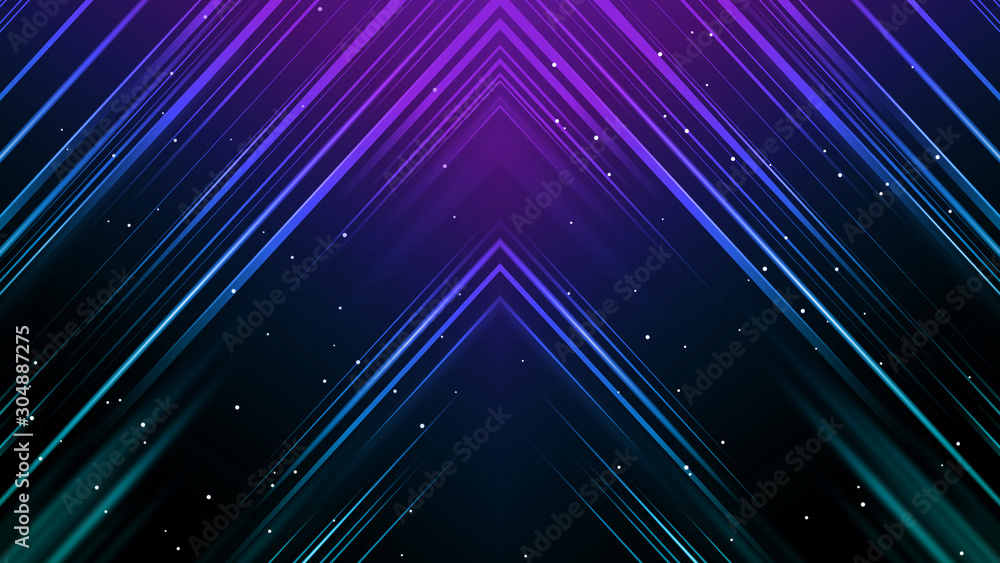 Colorful blue and purple glowing lines into space background. Abstract bright glitter background. elegant illustration.
