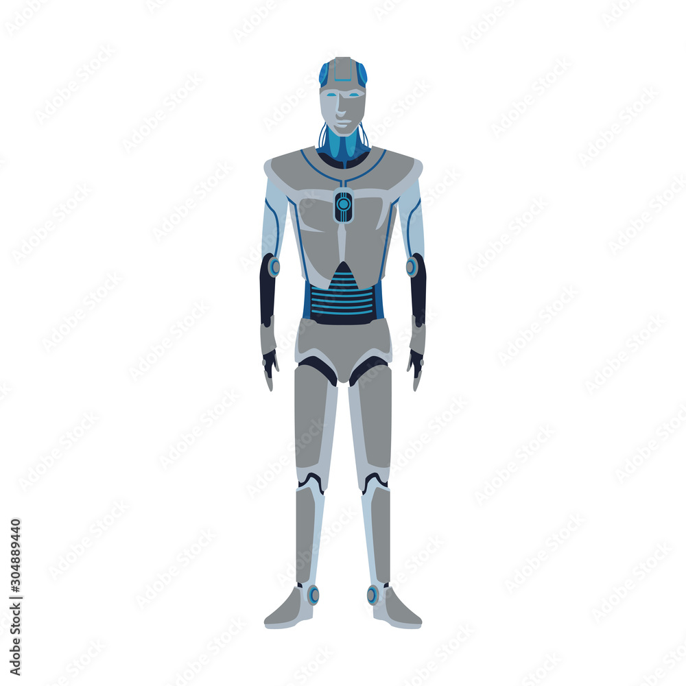robot standing icon, flat design robot standing icon, flat design