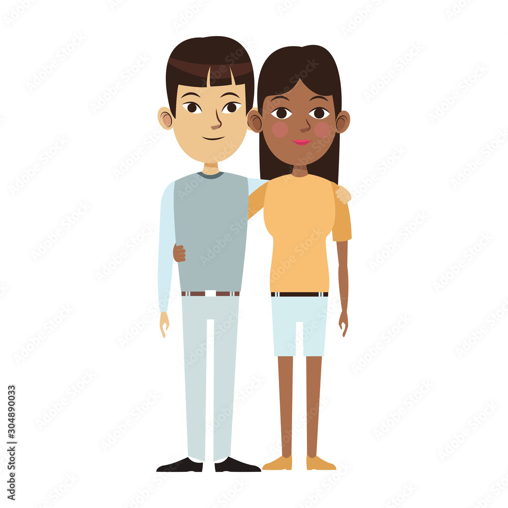 woman and man standing icon, flat design