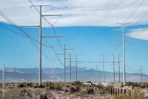 Photography High Voltage Power Transmission Lines Outside Las Vegas, Nevada