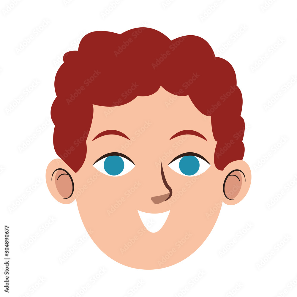 young man face icon, colorful design