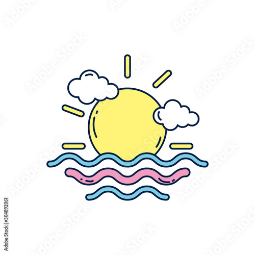 summer sun and wave detailed style
