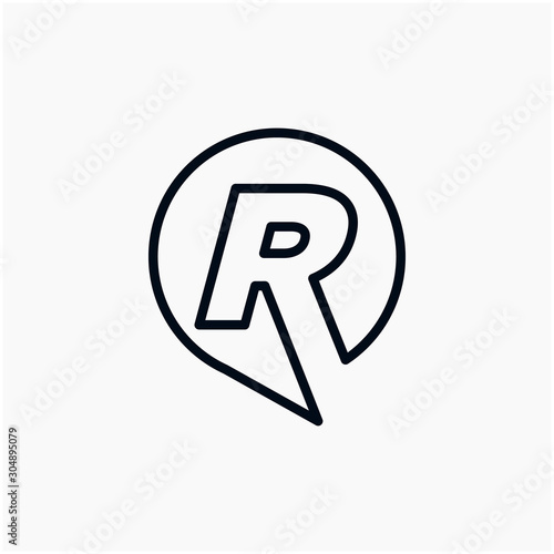letter R chat with bubble line logo. talk logo vector modern illustration graphic abstract template. minimalist Chat concept Logo Template. Communication icon vector, social media icon - VECTOR