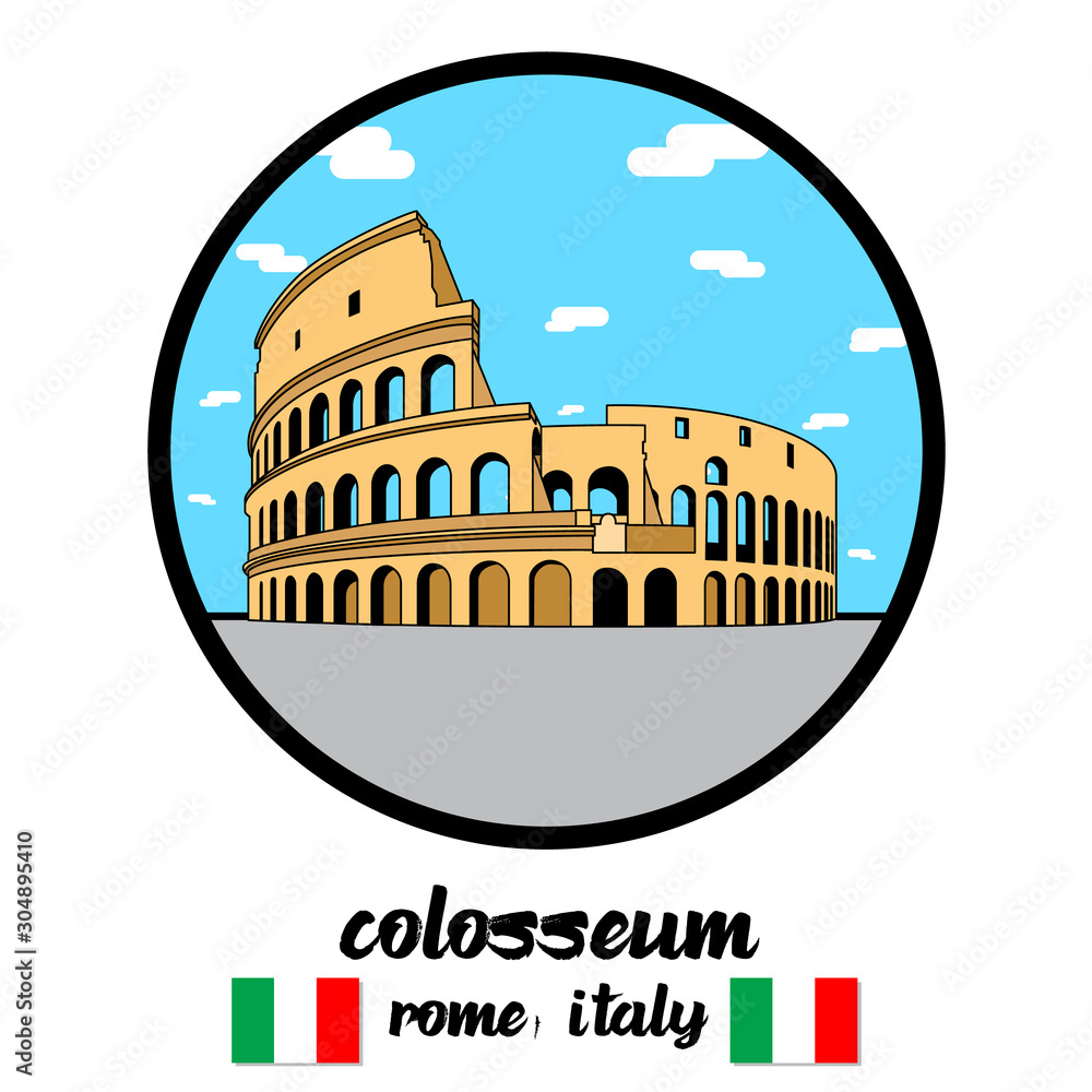 Circle icon colosseum. vector illustration