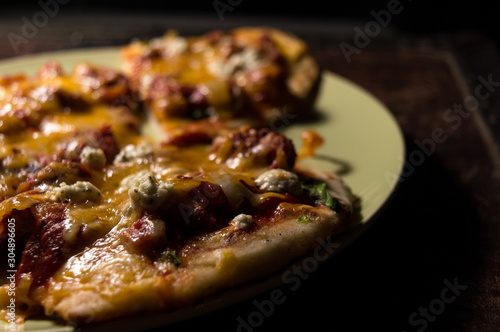 Pizza with contrast lighting